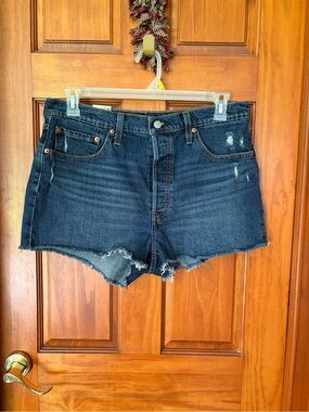 Levi's 501 Dark Indigo Distressed Cutoff Jean Shorts SIZE 33